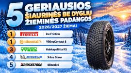 Geriausios nedygliuotos žieminės padangos 2026–2027 m.: TOP 5 pagal nepriklausomus testus